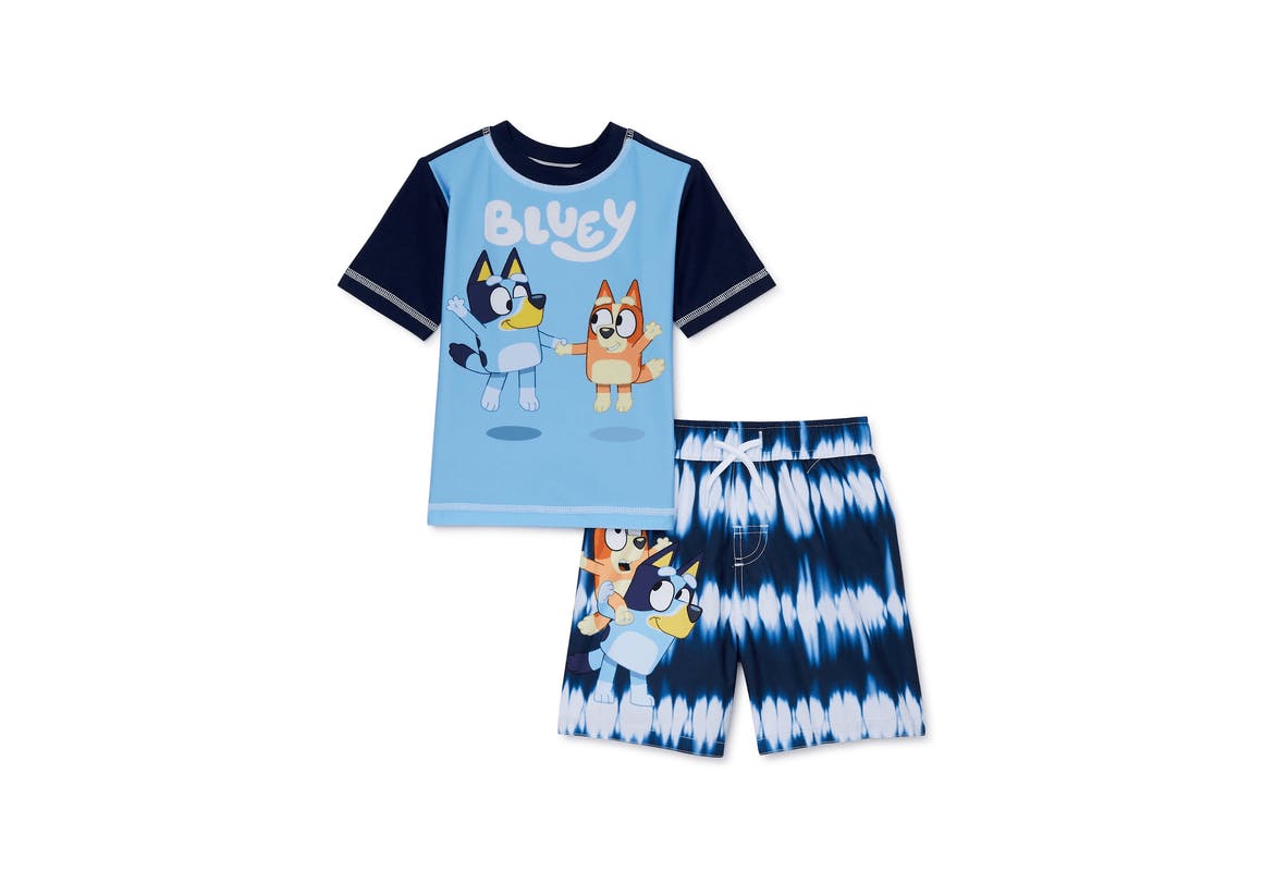 Bluey Toddler Rashguard Swim Trunk Set