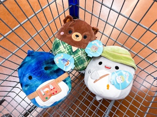 Squishmallows for Father's Day in a Walmart cart