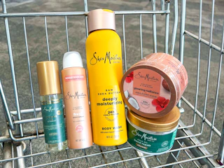 shea moisture products in a shopping cart