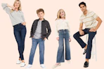 Woman, man, and 2 children wearing Old Navy jeans
