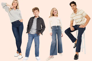 Woman, man, and 2 children wearing Old Navy jeans