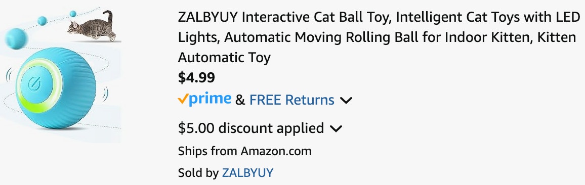 a cat toy ending in $4.99