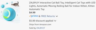 a cat toy ending in $4.99