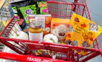 trader joes september groceries in shopping cart