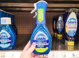 hand holding a bottle of dawn powerwash dish spray