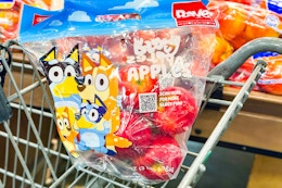 bluey apples in shopping cart