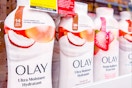 olay body wash on a shelf