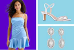 Homecoming dress, shoes and pair of earrings from JCPenney