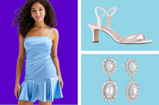 Homecoming dress, shoes and pair of earrings from JCPenney