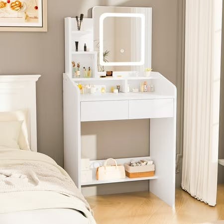 Vanity Desk with Lighted Mirror