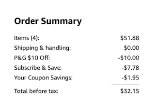 4 Gain Fabric Softener receipt
