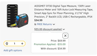 digital measure tape Amazon receipt