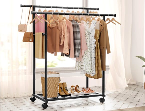 Double-Rod Clothes Rack, Now $23.74 on Amazon