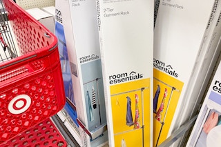 room essentials garment racks sitting on a target shelf