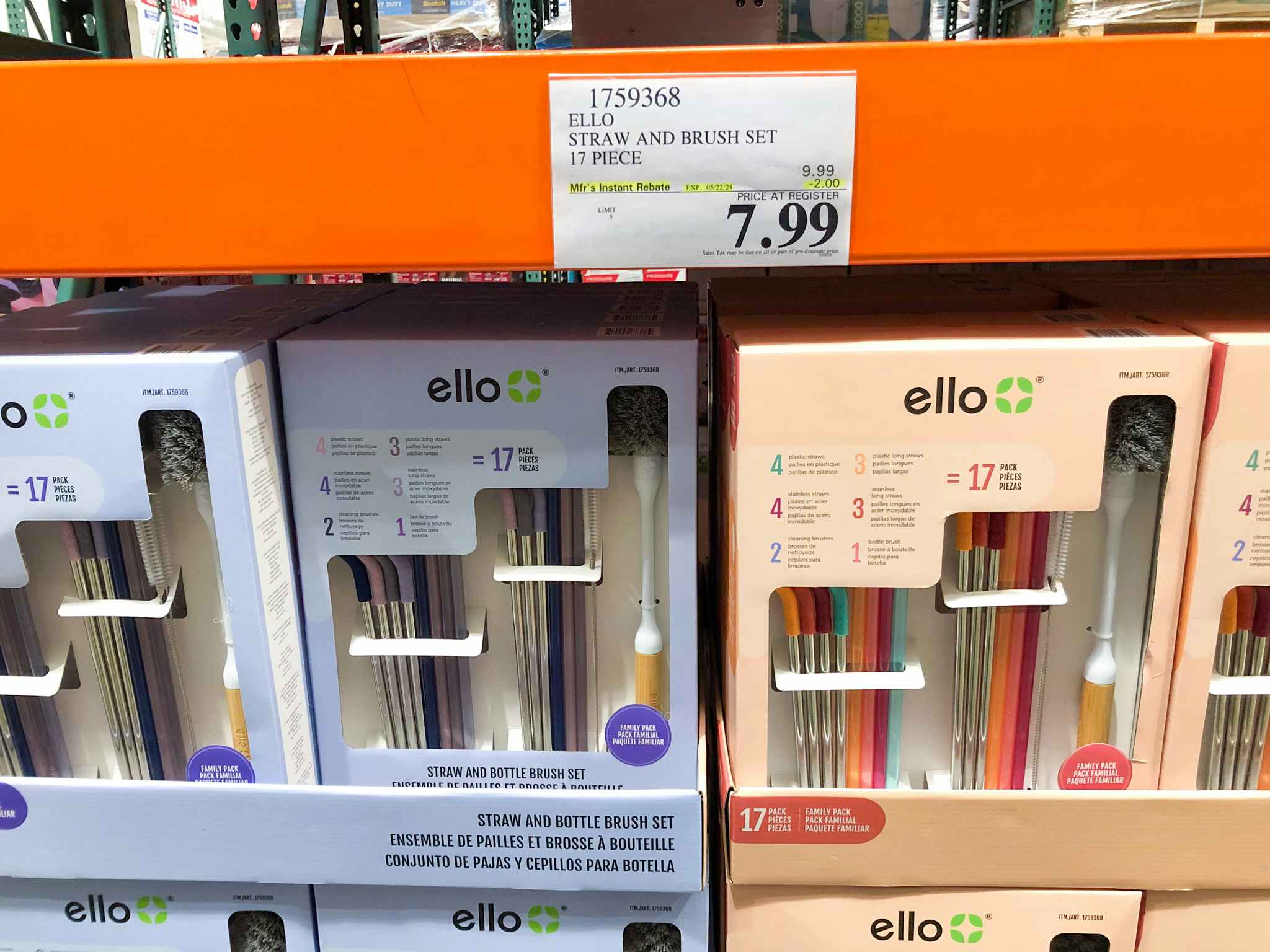 costco ello reusable straw and brush set