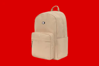 a champion backpack on a red background