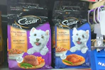 cesar dry dog food on store shelf