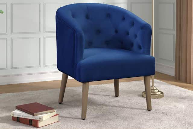 Better Homes & Gardens Barrel Accent Chair, Just $88 at Walmart (Reg. $129) card image