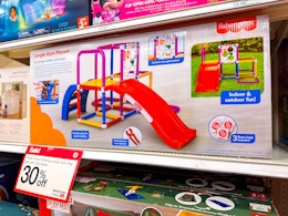 fisher-price jungle gym sitting on a target shelf