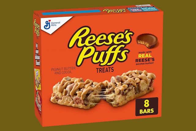 Reese's Puffs Cereal Treat Bars 8-Pack, as Low as $2.23 on Amazon  card image