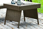 Costway Wicker Table setup outdoors as patio furniture 