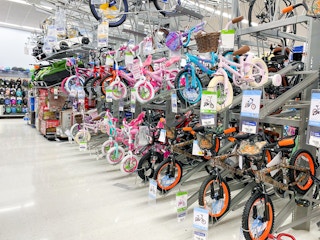 Kids bikes on display at Walmart