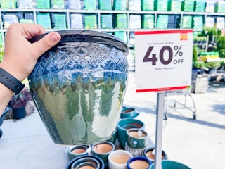Reduced priced planter pots on display and in hand