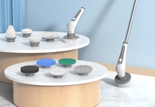 spin scrubber against wall