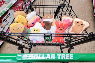 food plushes in a cart