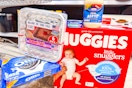 kraft, huggies, handi-foil, oreos, starkist in a shopping cart