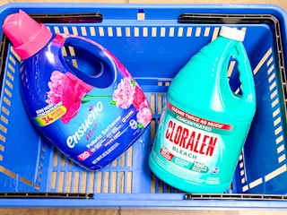 a cloralen bottle and ensueno bottle in walmart hand cart