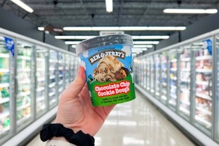 hand holding ben and jerry's ice cream
