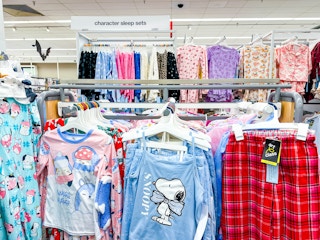 kids' pajamas sitting on target shelves