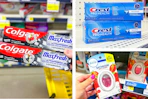 dollar general crest, colgate, febreze 3-photo collage