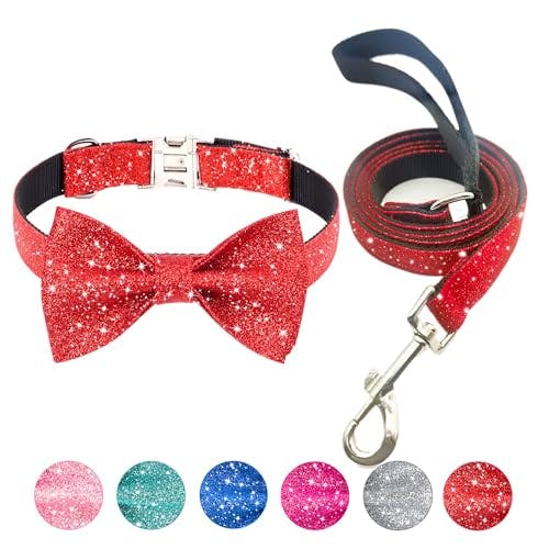 Bling Bow Tie Dog Collar & Leash Set