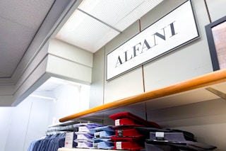 Macy's Alfani signage in men's apparel section