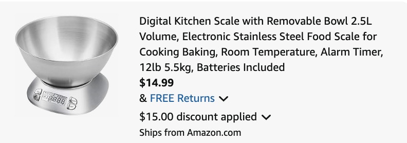 Kitchen scale Amazon receipt