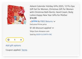 spa gift set in cart