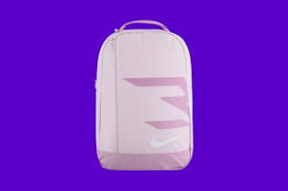 pink nike backpack on a purple background