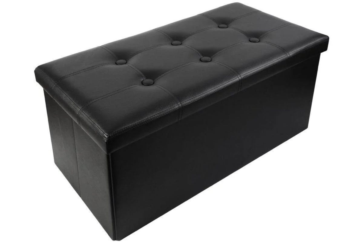 Faux Leather Storage Ottoman