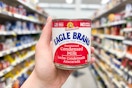 hand holding a can of eagle brand condensed milk