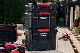 CRAFTSMAN TRADESTACK Rolling Tower on a patio deck.