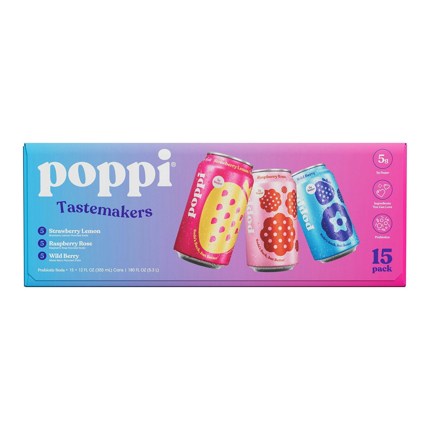 poppi Prebiotic Soda 15-Pack