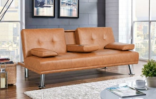 walmart luxurygoods faux leather futon with cup holders and pillows a 1682513043 1682513044