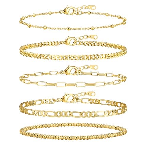 14K Gold Plated Stackable Bracelet Set