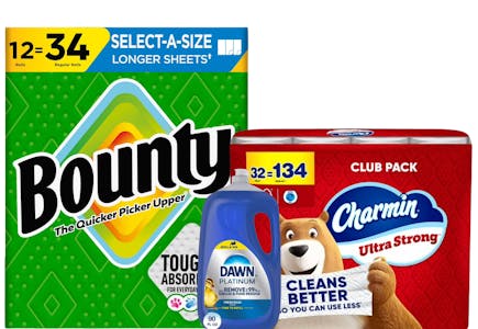 1 Bounty + 1 Charmin + 1 Dawn