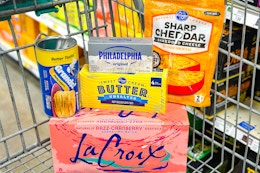 kroger 5x coupon groceries in shopping cart