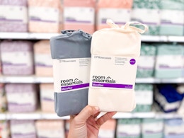 pillowcases sitting on a blanket at target