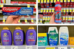 walgreens crest, colgate, ogx, old spice 4-photo collage