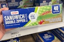 hand holding meijer sandwich bags
